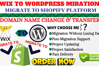 clone website migrate wix to wordpress godaddy magento etsy to shopify store