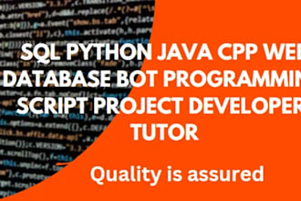 script java python bot c cpp sql database coding programming project developer