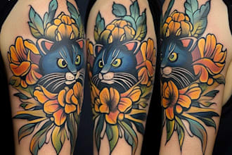 make you a traditional old school tattoo style design
