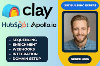 set up clay com enrichment apollo io sequence hubspot and recruitment workflows
