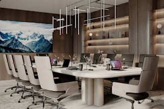 do 3d office interior design, meeting room interior design with 3d rendering
