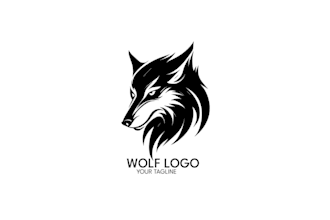 create wolf, animal, mascot, modern, minimal, creative, unique and wild logo