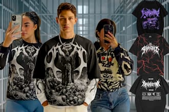 design streetwear and jacket brand for goth, grunge, opium, tribal, y2k style