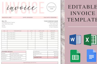 design minimalist invoice template, printable invoice, small business form