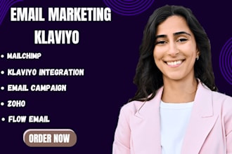 setup email marketing campaigns mailchimp, klaviyo, shopify, design