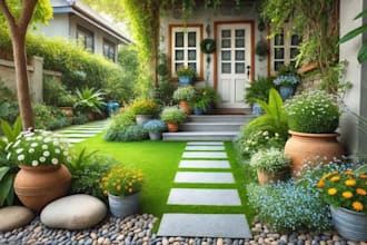 do landscape design, outdoor backyard pool, garden frontyard, 3d patio rendering