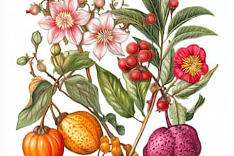 make a custom botanical illustration, concept art
