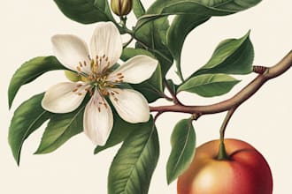 create botanical illustrations of flowers, plants, line art