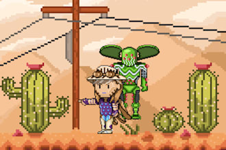 create pixel art sprites for game characters and backgrounds
