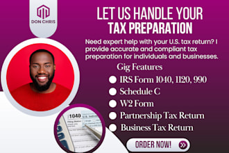 prepare and efile US tax returns for individual and business 1040, 1120, 1065