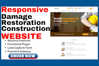 build damage restoration website home renovation remodeling construction website