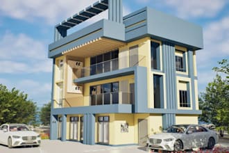 remodel 3d modern villa, courtyard design,cgi exterior rendering,3dsmax,car park