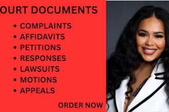 write legal motions, lawsuits, complaints, petitions as your civil lawyer