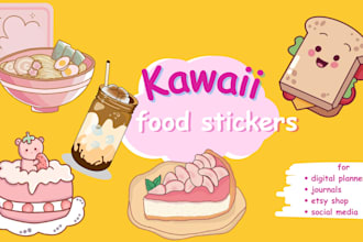 design cute kawaii food illustration and doodles