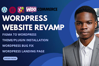 revamp wordpress website, convert figma to elementor wordpress design, error fix