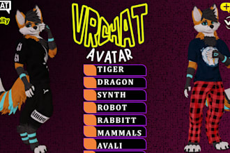create custom 3d furry avatar, vrchat avatar, vtuber model, and furry nsfw