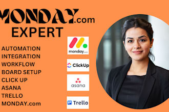 setup monday com automation clickup trello asana make com workflow