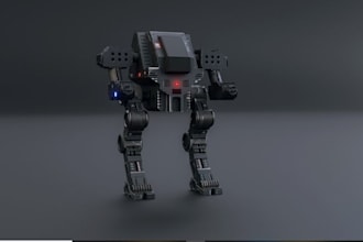 3d sci fi mech, war machine, game assets, robot, armor, rig for game, animate