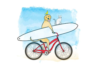 make important pet surfing and biking community logo