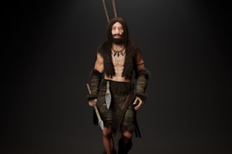 ultra realistic 3d character model, aaa texture, retopology, rigging, animation
