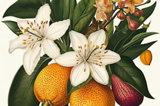 create a botanical illustration of flower illustration