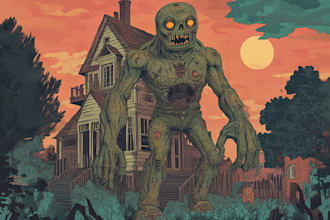 make fantasy vintage horror character for t shirt