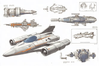 draw spaceship concept art or design a starship or scifi vehicle
