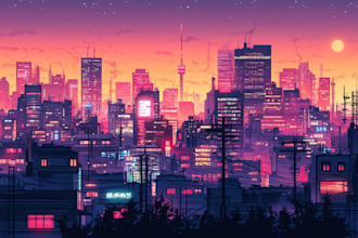 design an illustration of futuristic cyberpunk city