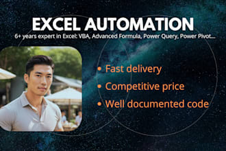 automate your excel tasks with vba, power query, advanced formula etc