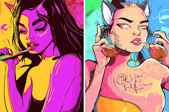make pop art and doodle illustration for anything