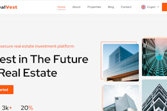 real estate investor website realvest with SEO optimization