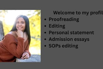 professionally edit your personal statement, admission letters and sop