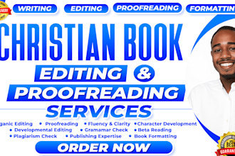 do christian book editing, proofreading, book formatting beta reading book blurb