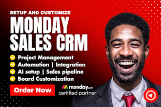 setup, customize and automate monday sales crm workflow for project management