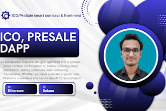 develop an ico or presale smart contract with full front end integration