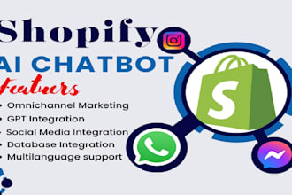 develop an ai chatbot for shopify , whatsapp, facebook, and instagram shopping