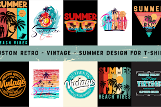 create a custom retro vintage summer t shirt design