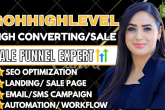 build gohighlevel landing page gohighlevel sales funnel, ghl automation workflow