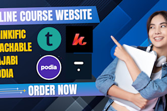 kajabi online course website teachable thinkable sales funnel course podia