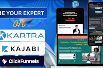 be kajabi, kartra, clickfunnels expert for coaches, trainers