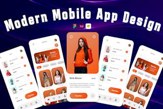 do UI UX mobile app design using figma, app ui design, web app ui design