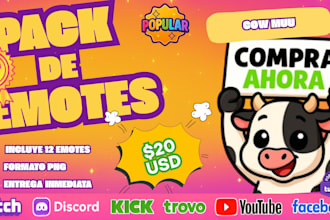 chibi cow emotes for twitch