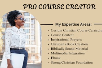 create christian online course content, course curriculum, prayers, ebook