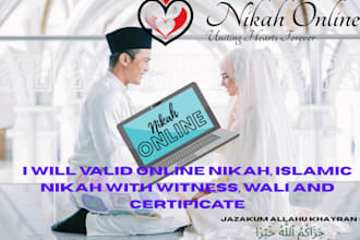 valid online nikah, islamic nikah with witness, wali and certificate