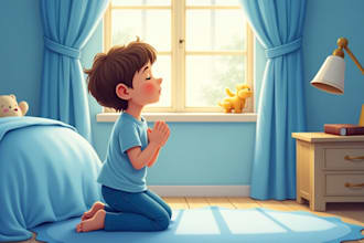 write christian children book, christian children bible story, illustration