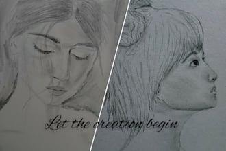 draw a beautiful hand drawn pencil portrait