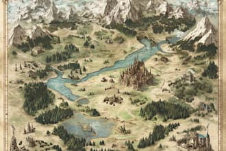 hand draw a fantasy map with digital watercolours