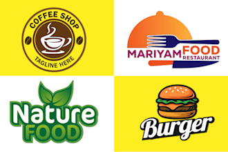 design fast food, restaurant, pizza, burger and coffee logo
