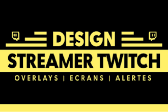 build animated stream overlay, twitch overlay twitch logo, banner emotes, alerts