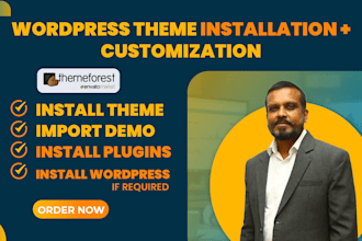 install wordpress theme, setup demo, and customize it